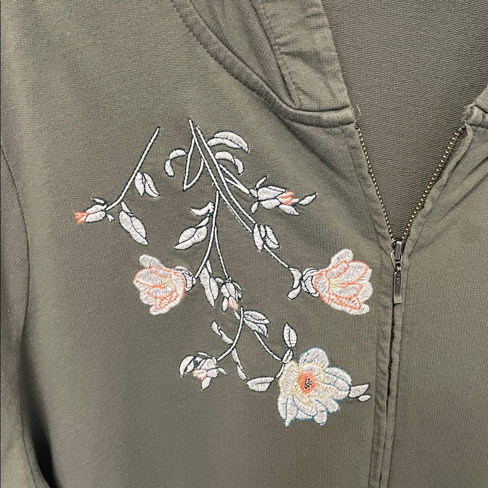 J. Jill Sage Green Embroidered Jacket XL - Picture 3 of 6
